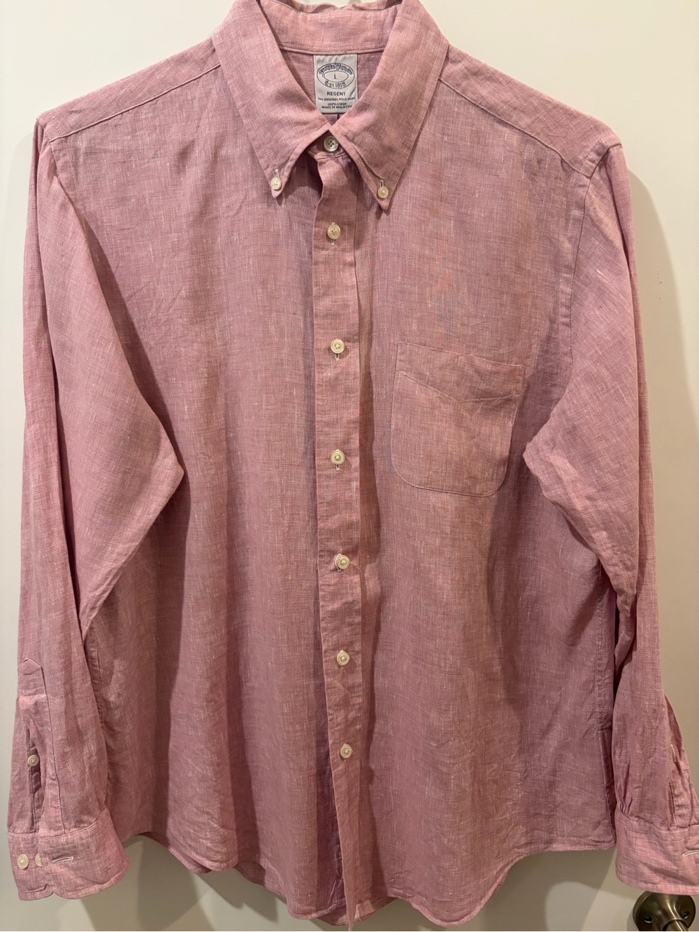 Brooks Brothers Regent Salmon Linen Button-Down Shirt
